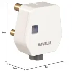 Havells AHLGWXW163 16A 3Pin Flat Plugtop with Indicator, white