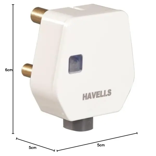 Havells AHLGWXW163 16A 3Pin Flat Plugtop with Indicator, white