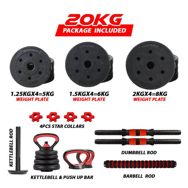 PDKS-20P Adjustable PVC Cement Kettlebell Dumbbells Set