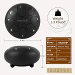 HASTHIP® Steel Tongue Drum 8 Note, 6 inch Percussion Instrument Handpan Drum with Bag