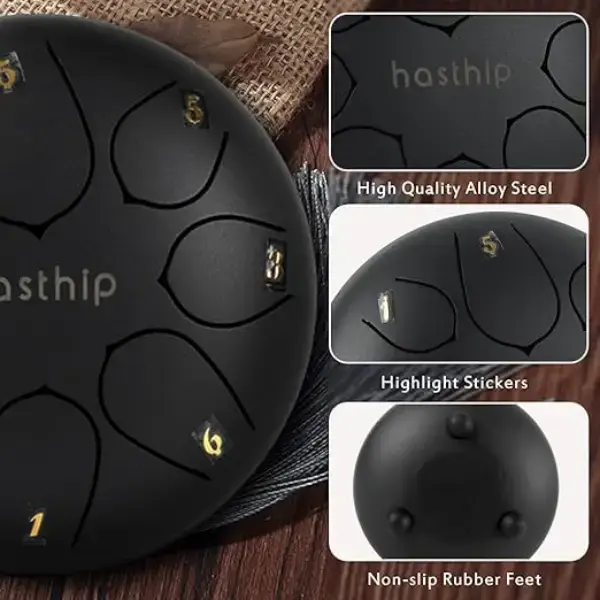HASTHIP® Steel Tongue Drum 8 Note, 6 inch Percussion Instrument Handpan Drum with Bag