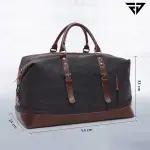 Fur Jaden-40L Canvas Weekender Travel Duffle Cabin Bag with Detachable Shoulder Strap (Black)