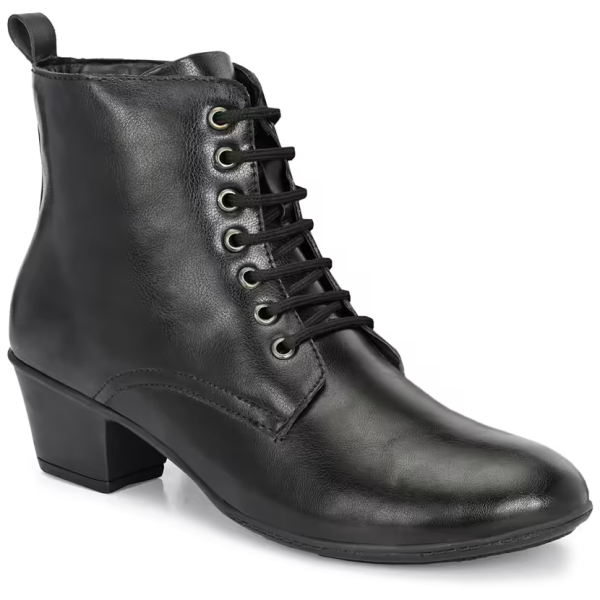 Women solid lace up ankle boot