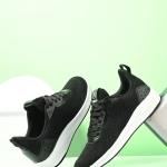 Black flyknit laceup sports shoes