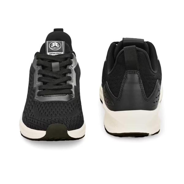 Black flyknit laceup sports shoes