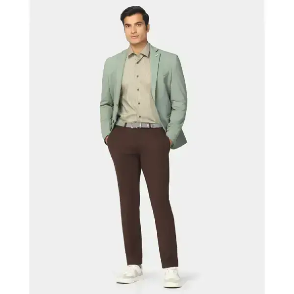 BLACKBERRYS-Slim Comfort B-95 Formal Black Solid Trouser - Oak