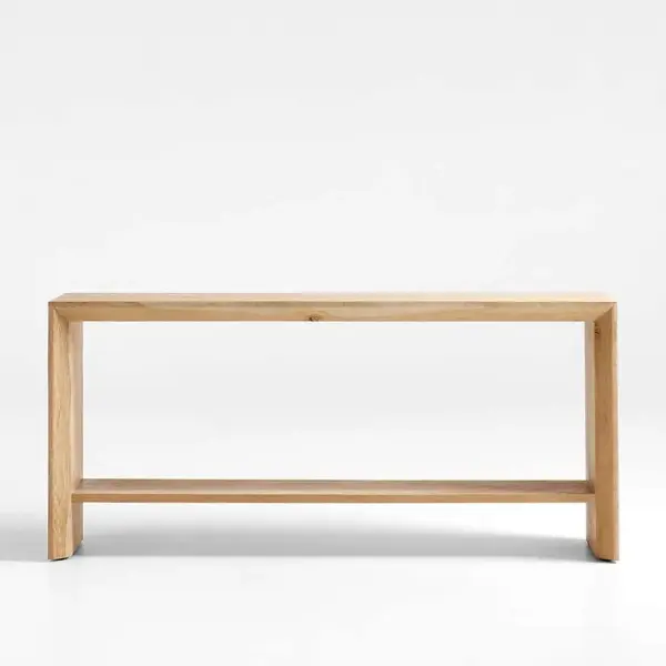 Crate&Barrel-Baja 72" Rectangular Natural Oak Wood Console Table with Shelf