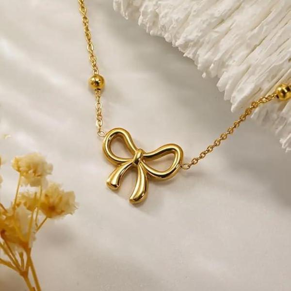 Bow Necklace Set for Women Girls