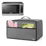 Luxja-Dust Cover for Microwave Oven (Fits for Most 0.7 Cu.Ft Microwaves), Microwave Oven Cloth Cover with Front Pocket, Gray