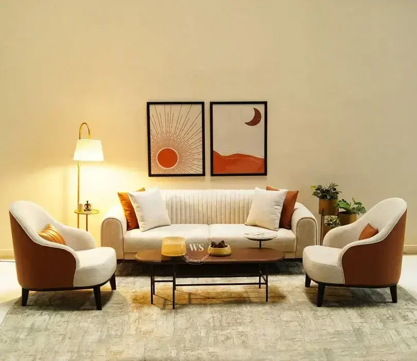 Godrej-Vanisa 3 Seater Living Room Sofa Set with 2 Arm Chairs